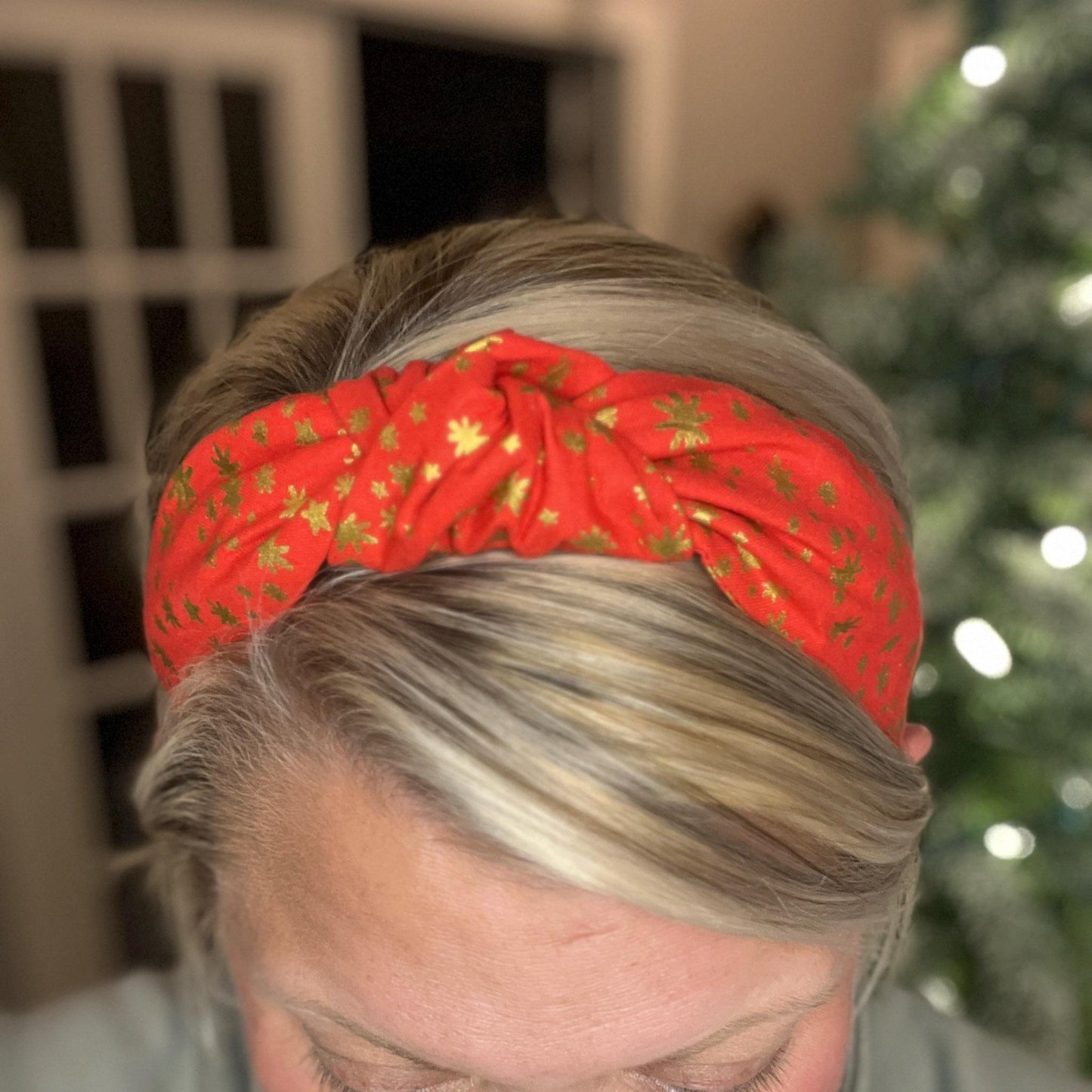 Starry Night Red and Gold Headband made with Rifle Paper Co. fabric