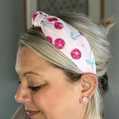 Pink Cherry Discoball Headband