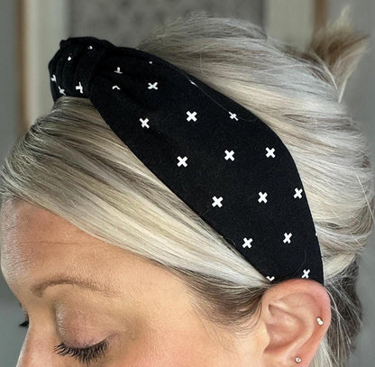 Black Headband with White Cross