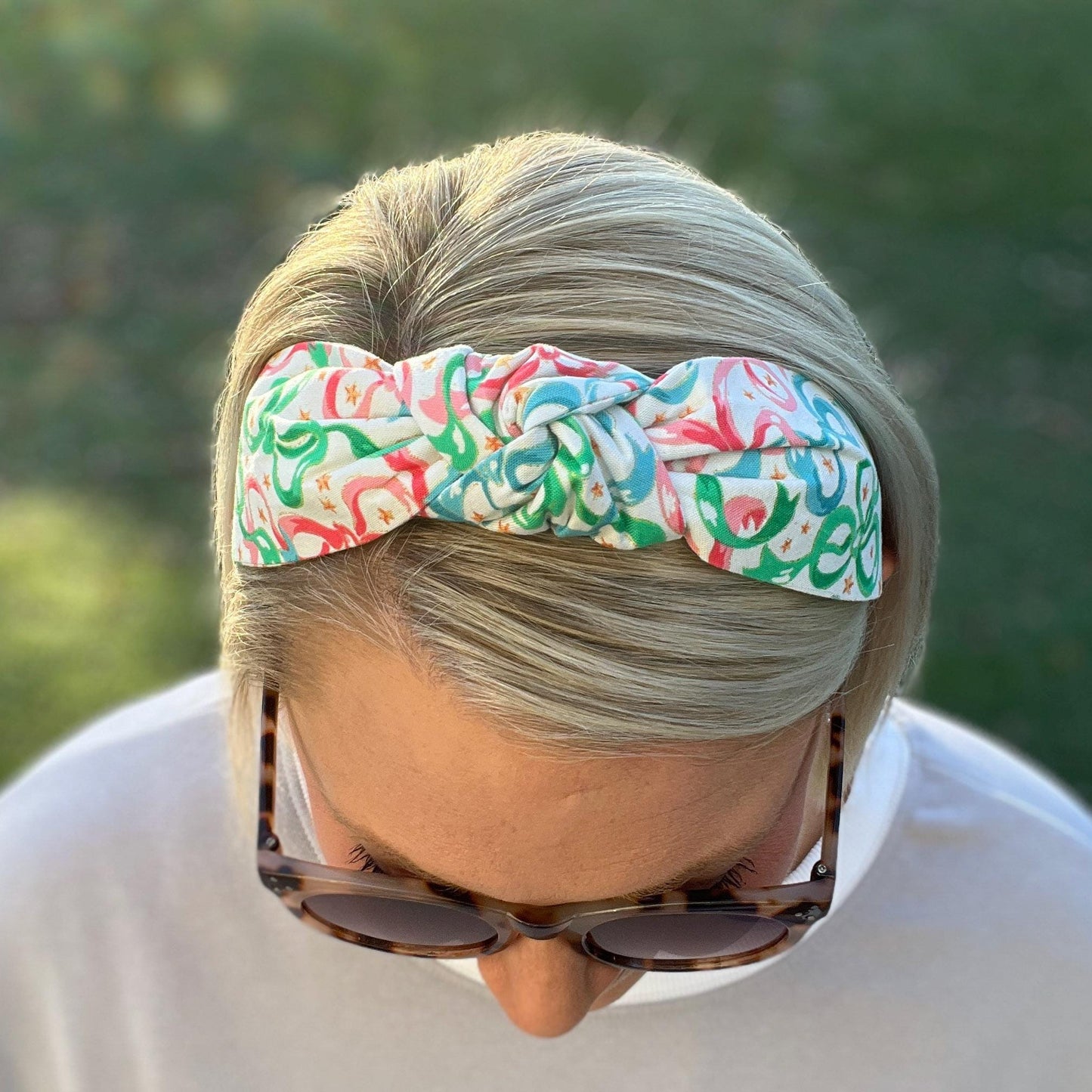 Pink, Green, and Blue Christmas Bow Headband