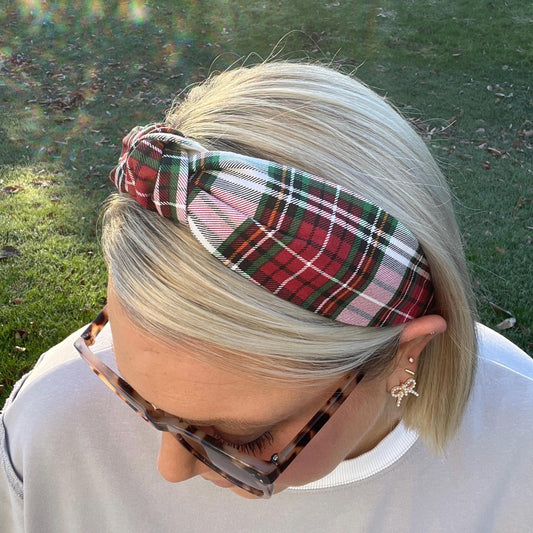 Red & White Plaid Christmas Headband