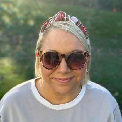 Red & White Plaid Christmas Headband