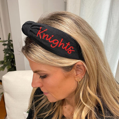 Knights Black & Red Handmade Topknot Headband