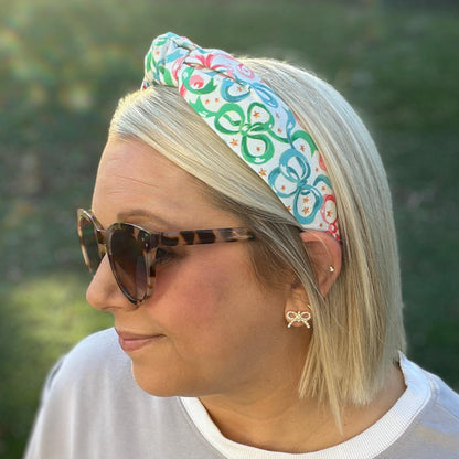Pink, Green, and Blue Christmas Bow Headband