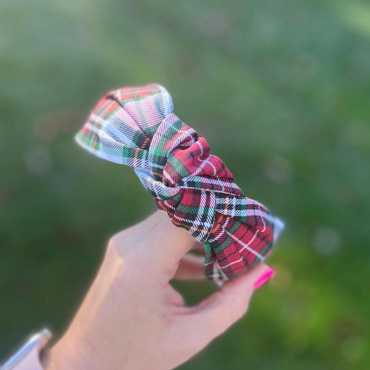 Red & White Plaid Christmas Headband
