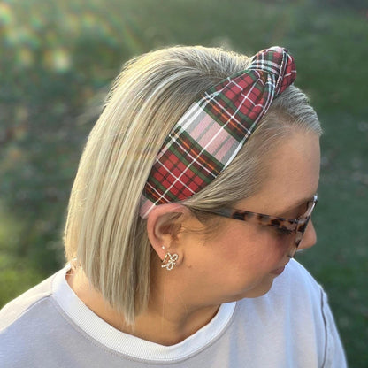 Red & White Plaid Christmas Headband