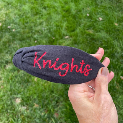 Knights Black & Red Handmade Topknot Headband