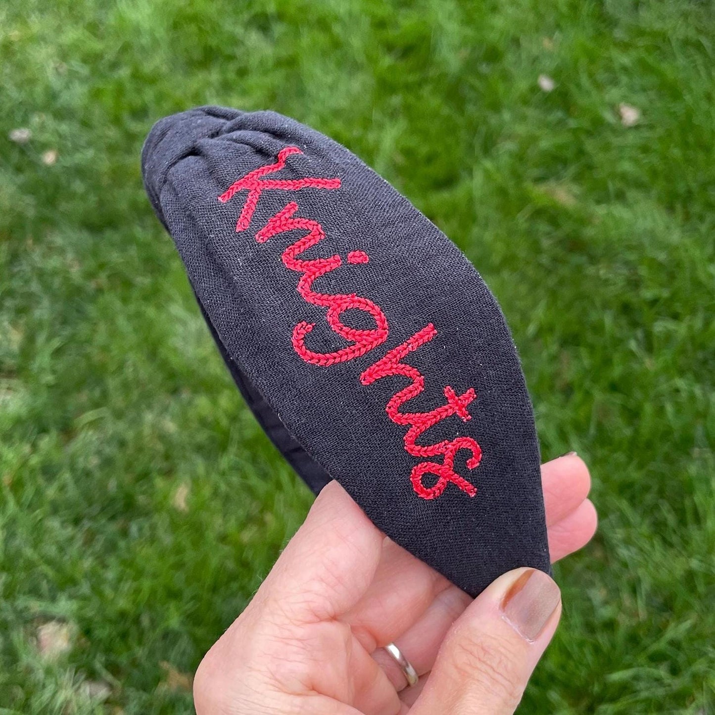 Knights Black & Red Handmade Topknot Headband