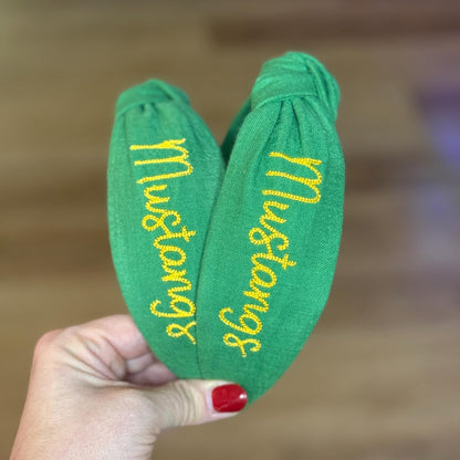 Green & Yellow Mustangs Embroidered Headband