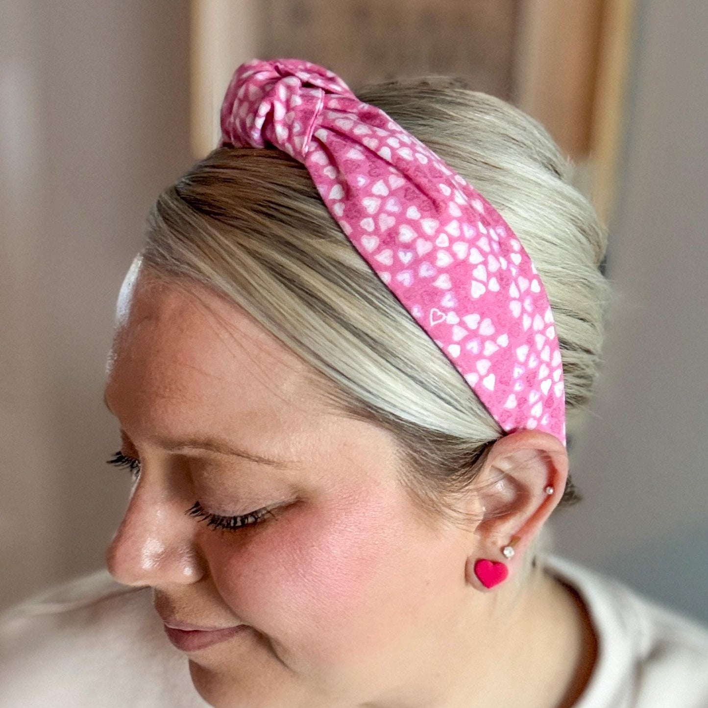 Pink & White Heart Headband