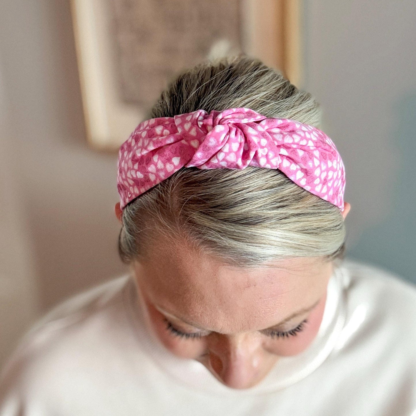 Pink & White Heart Headband