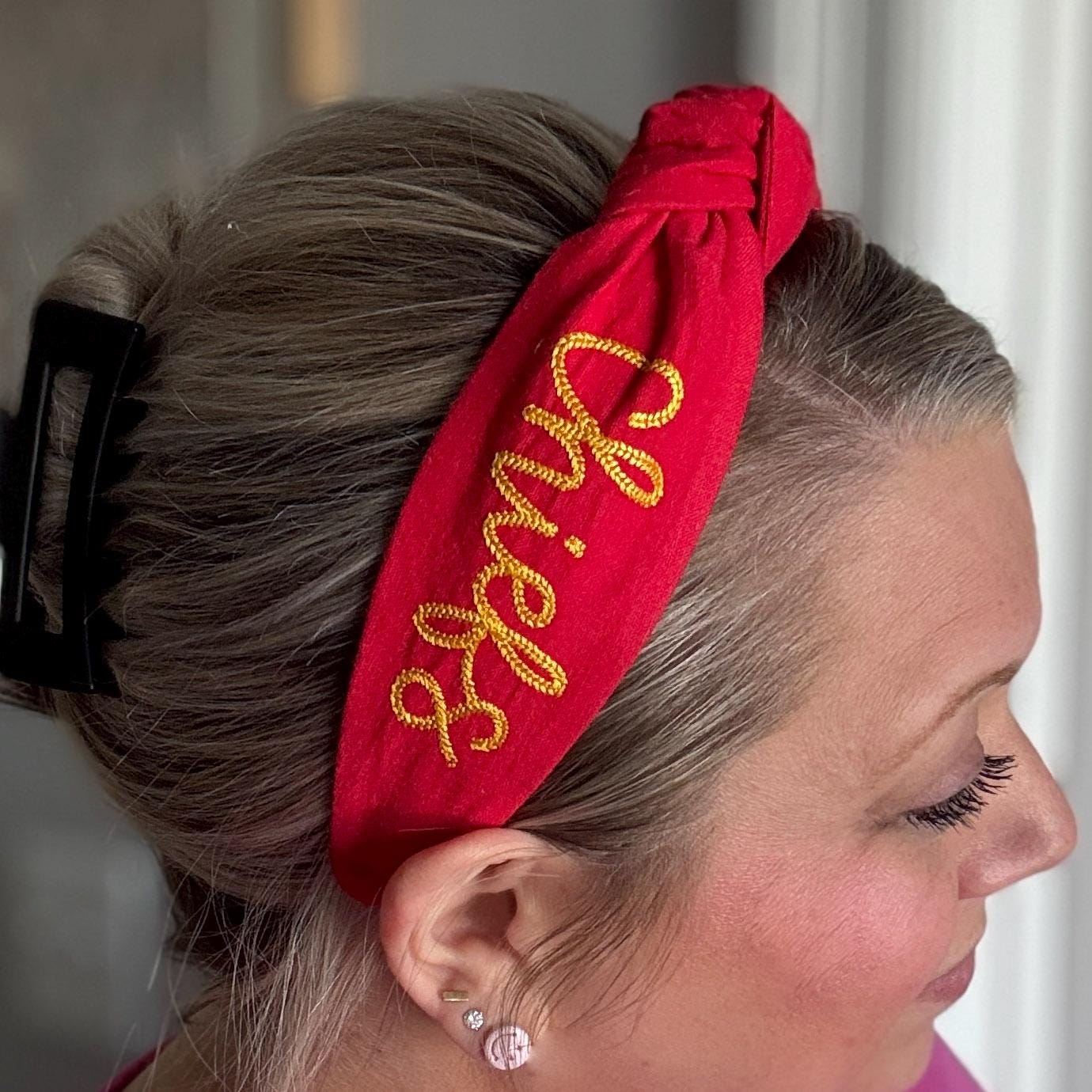 KC Chiefs Red & Yellow Embroidered Headband