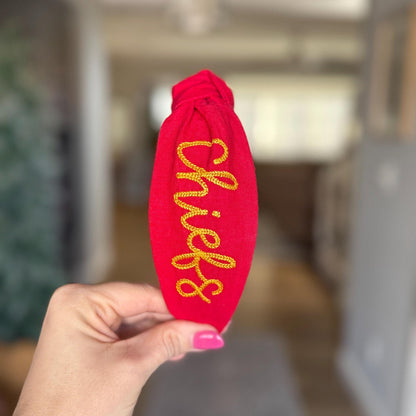 KC Chiefs Red & Yellow Embroidered Headband