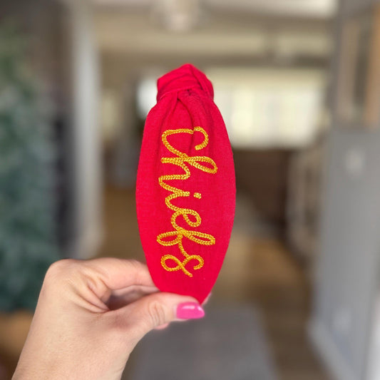 KC Chiefs Red & Yellow Embroidered Headband