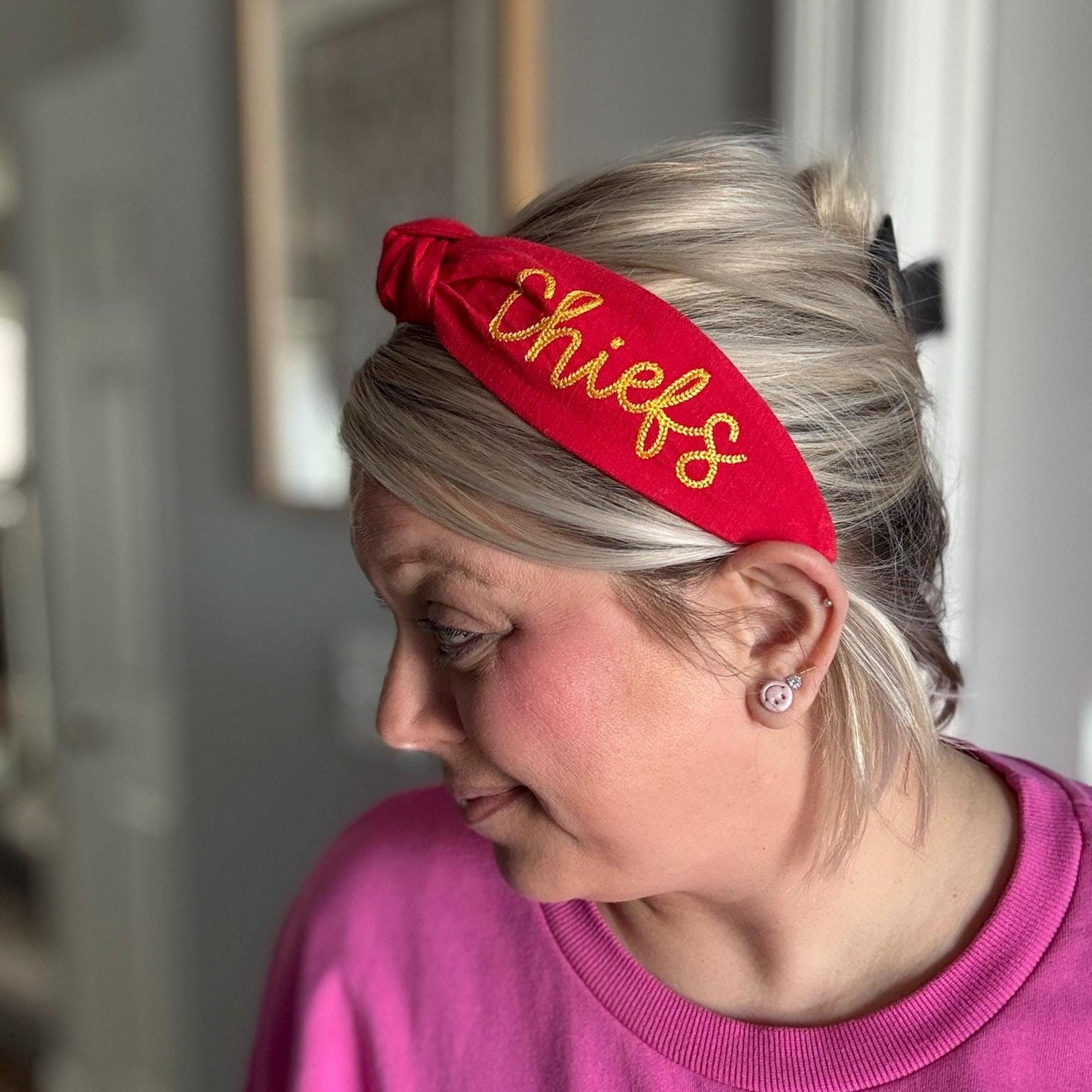KC Chiefs Red & Yellow Embroidered Headband