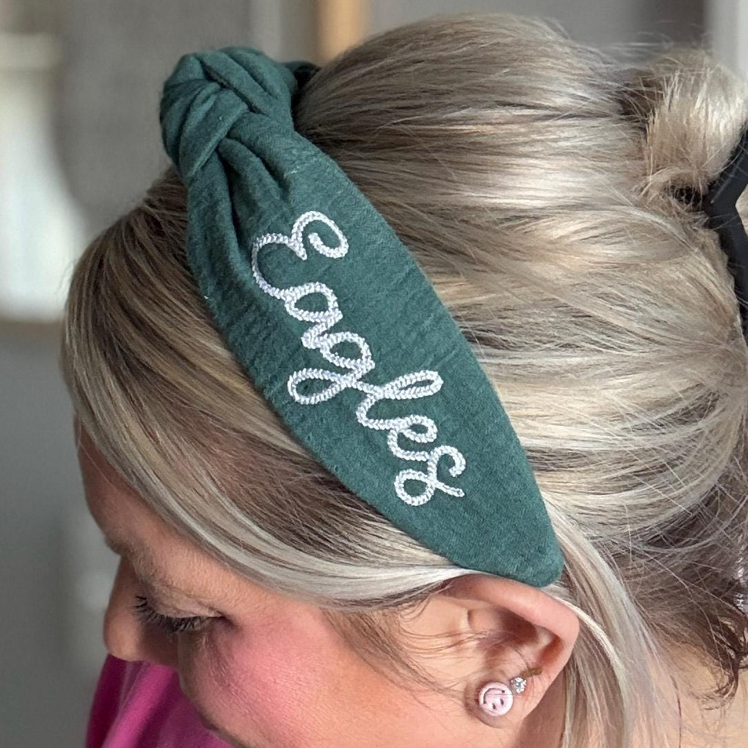Philadephia Eagles Green & White Embroidered Headband