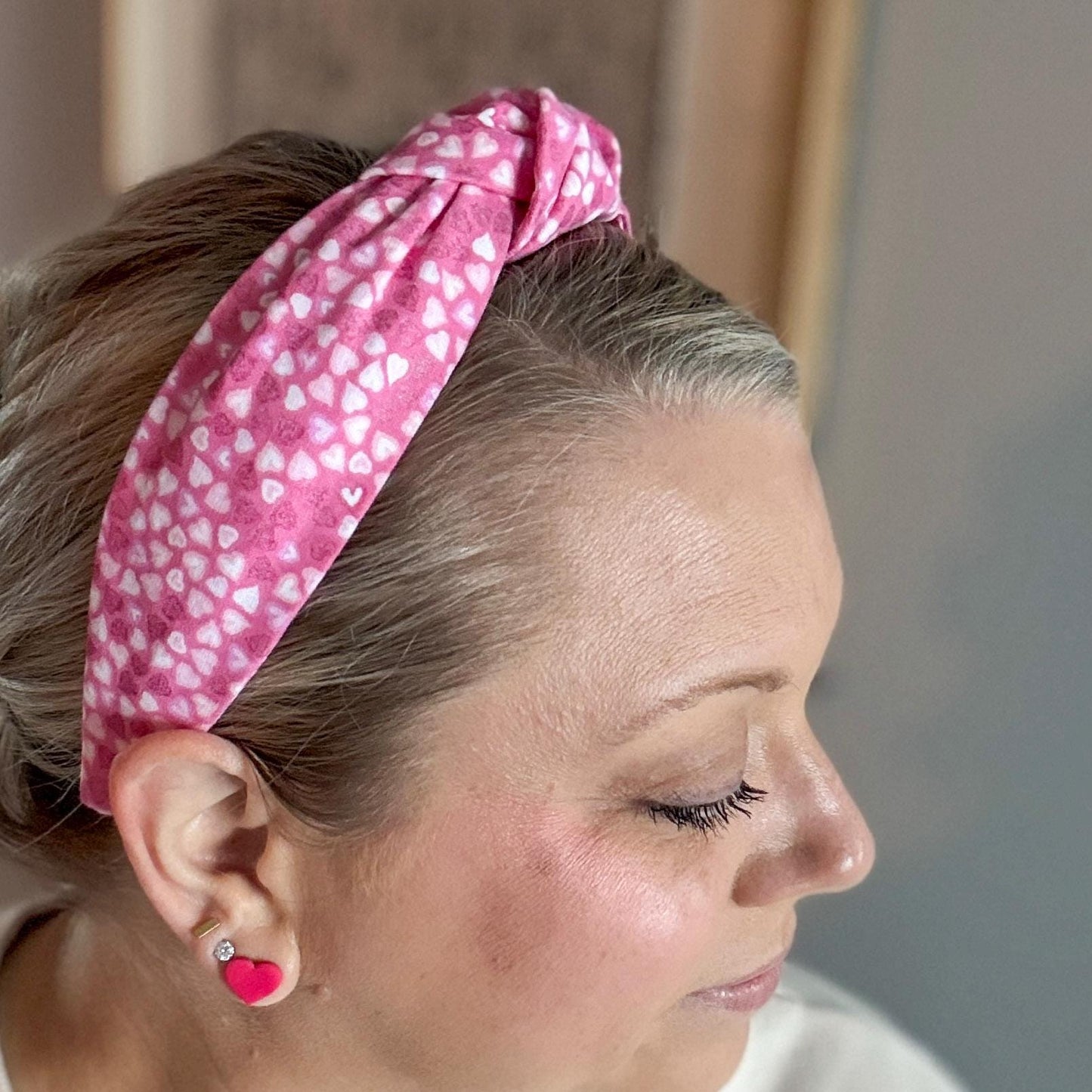 Pink & White Heart Headband