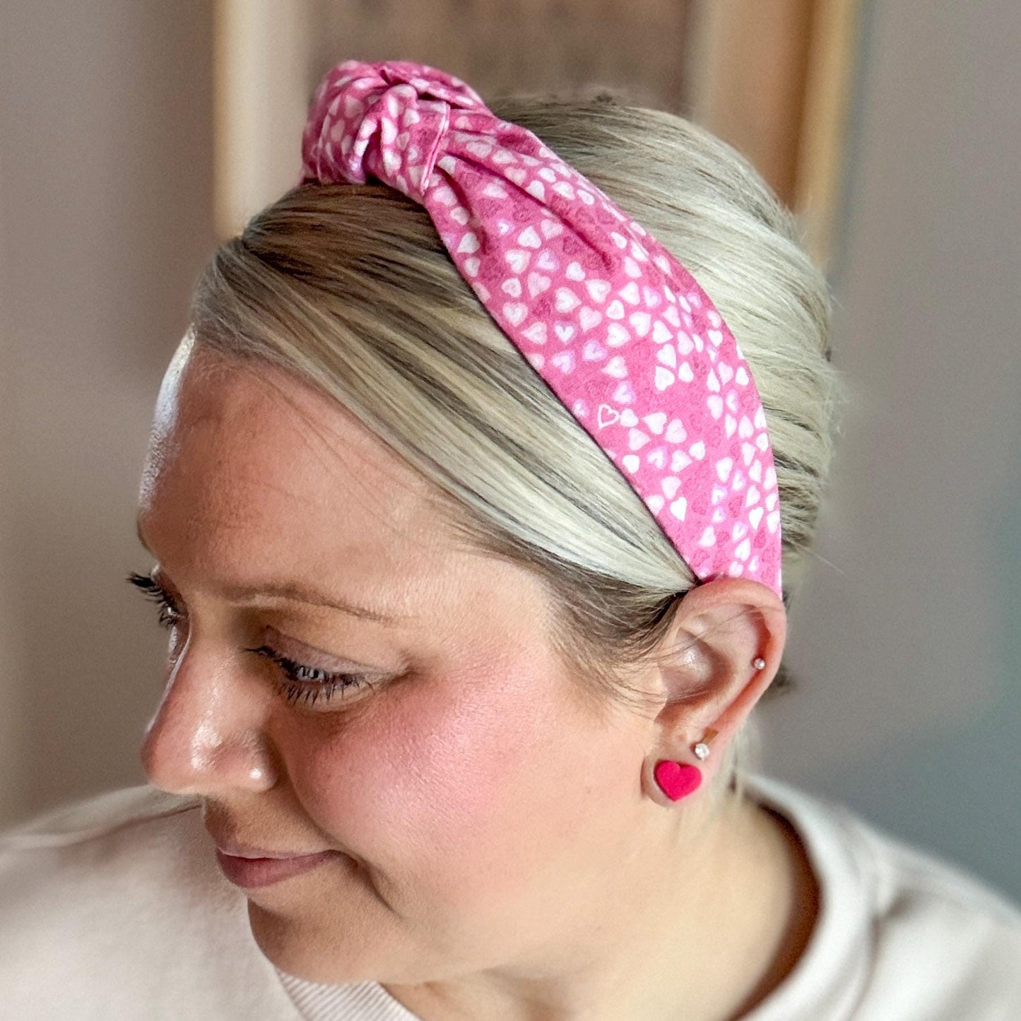 Pink & White Heart Headband