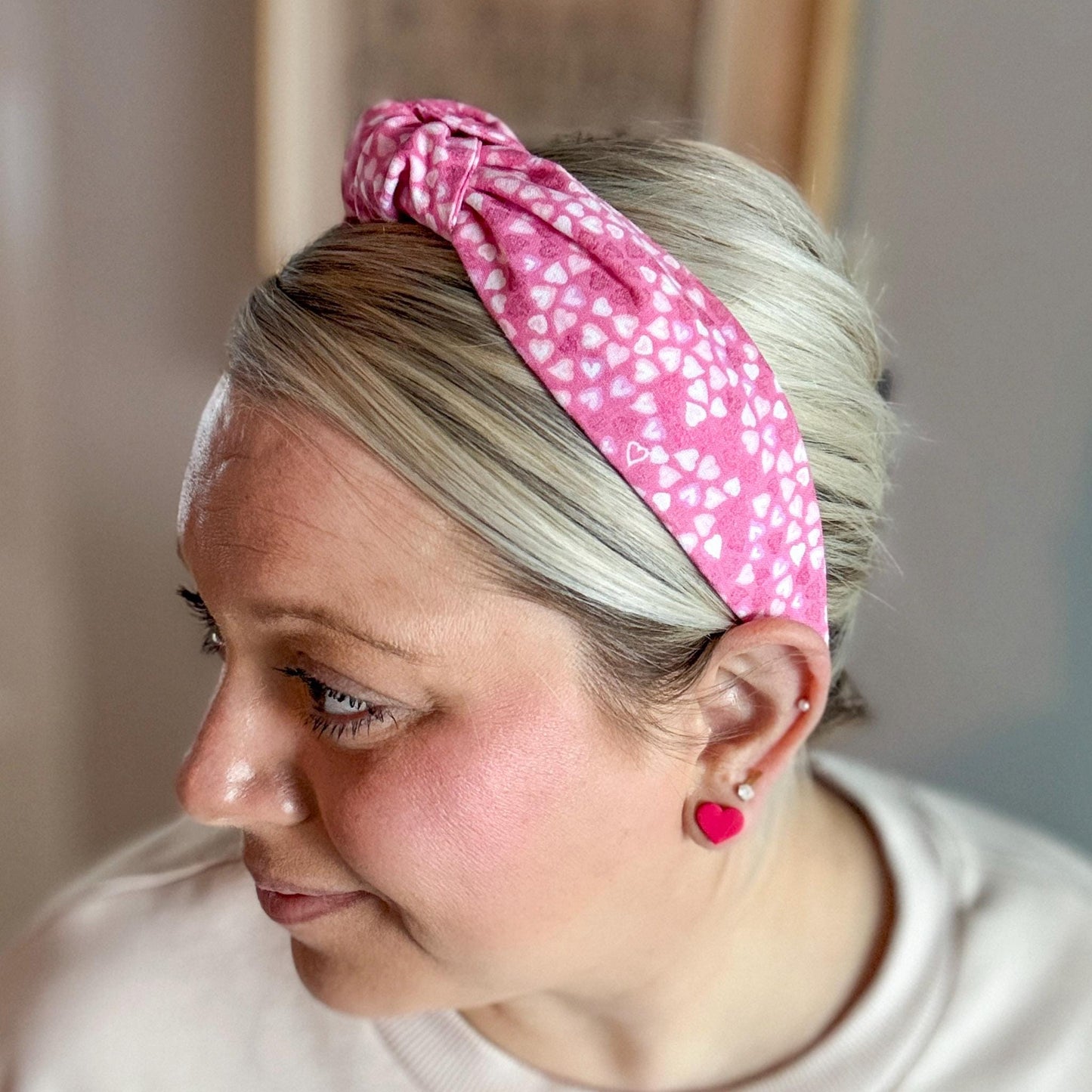 Pink & White Heart Headband