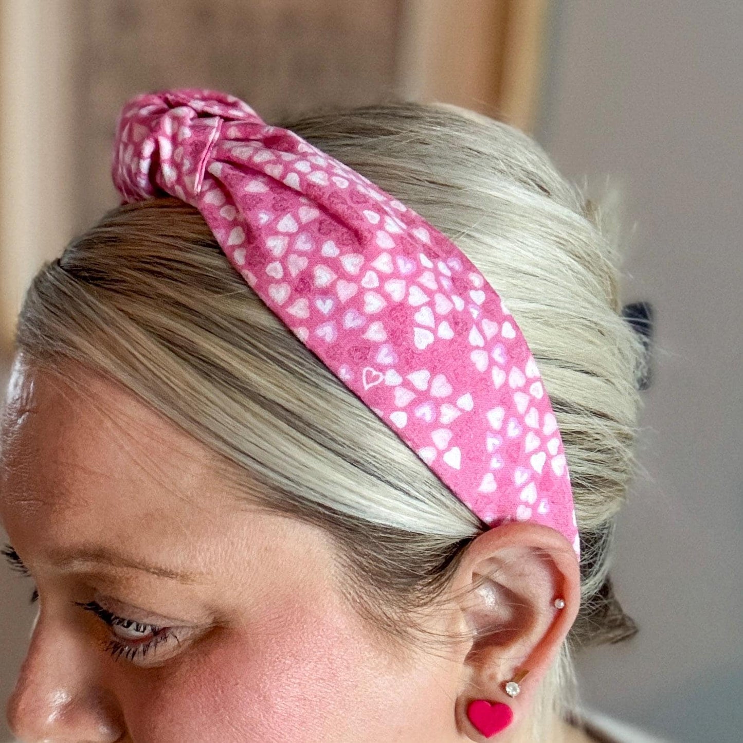 Pink & White Heart Headband
