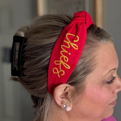 KC Chiefs Red & Yellow Embroidered Headband
