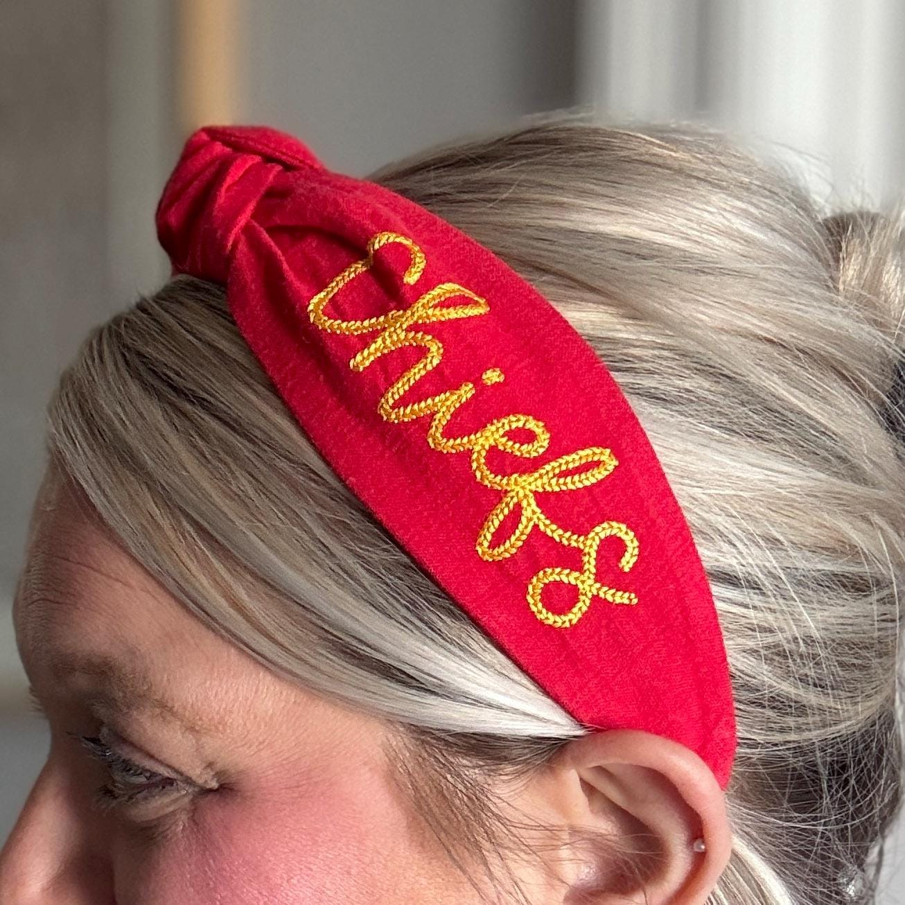 KC Chiefs Red & Yellow Embroidered Headband