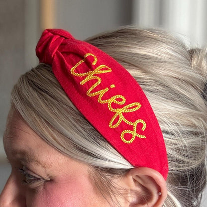 KC Chiefs Red & Yellow Embroidered Headband