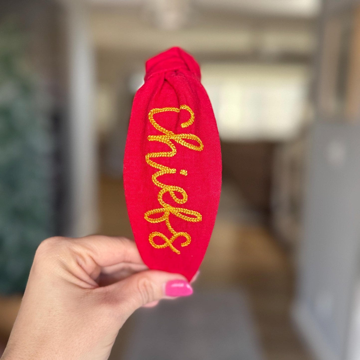 KC Chiefs Red & Yellow Embroidered Headband