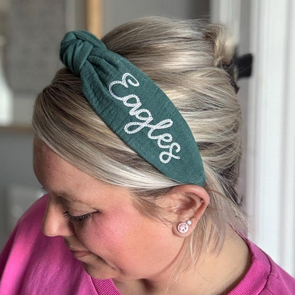 Philadephia Eagles Green & White Embroidered Headband