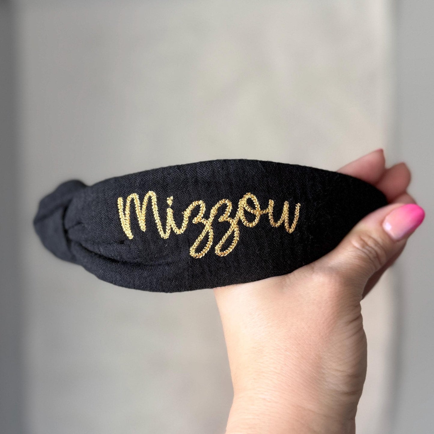 Mizzou Black & Gold Embroidered Headband