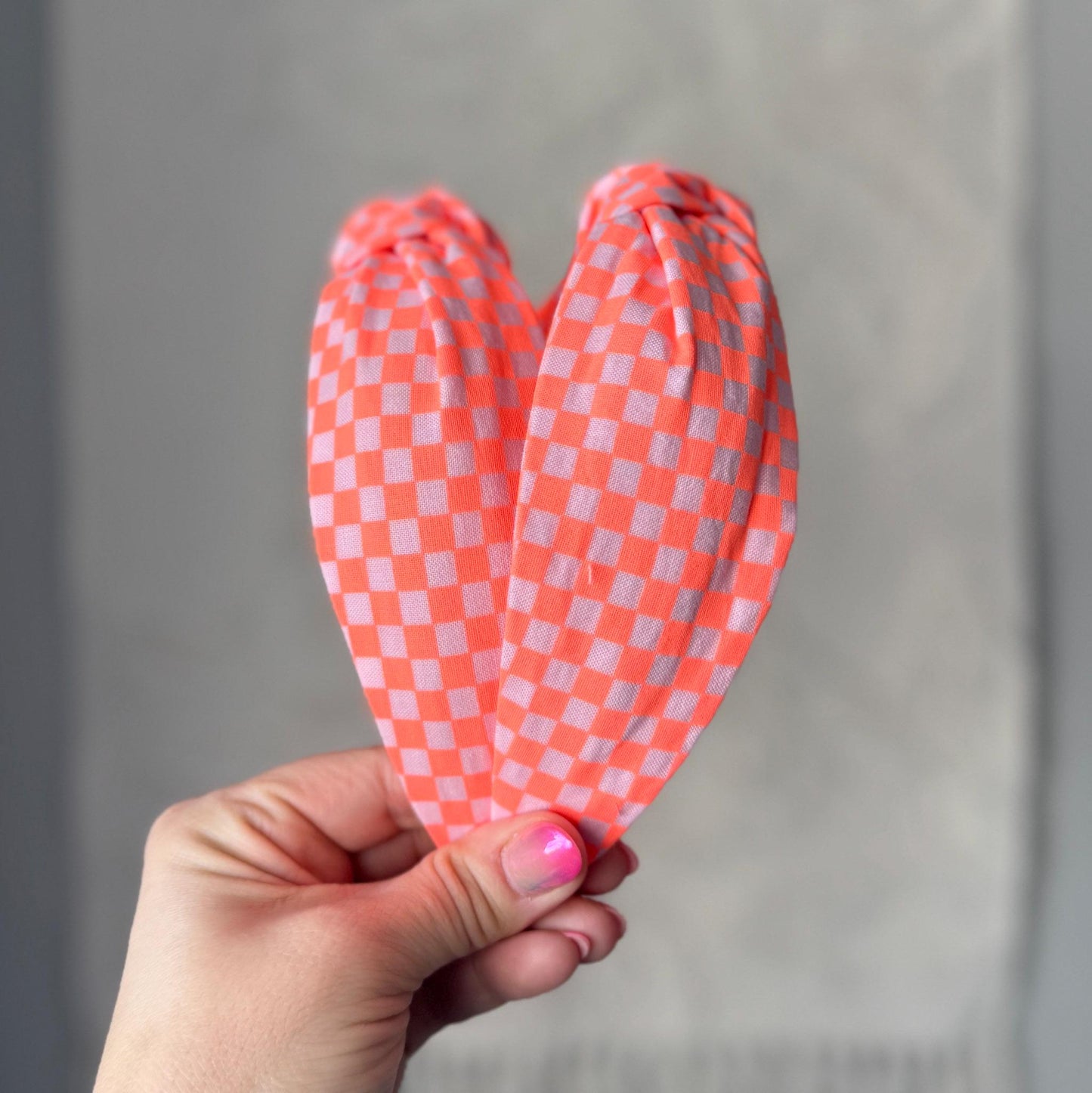 Neon Orange & White Checkered Headband