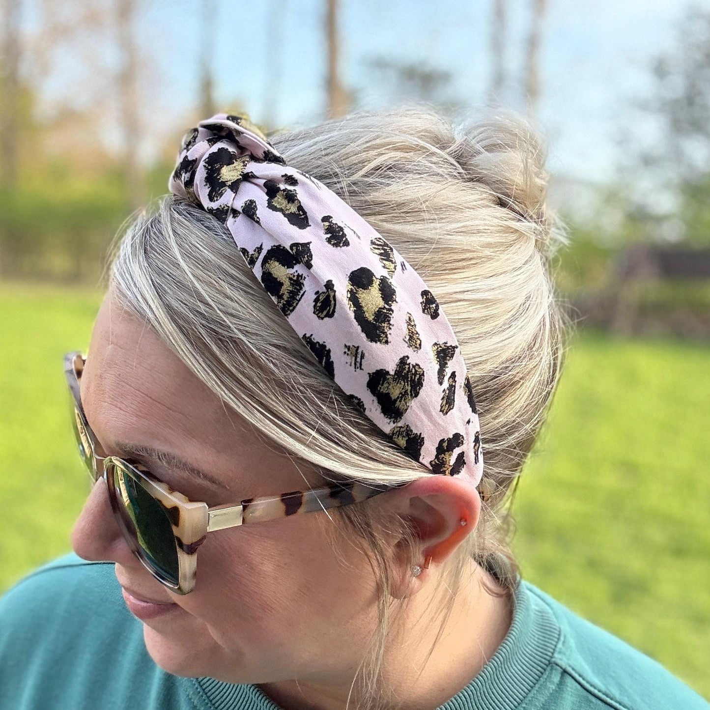 Pink and Gold Leopard Print Headbandded headband