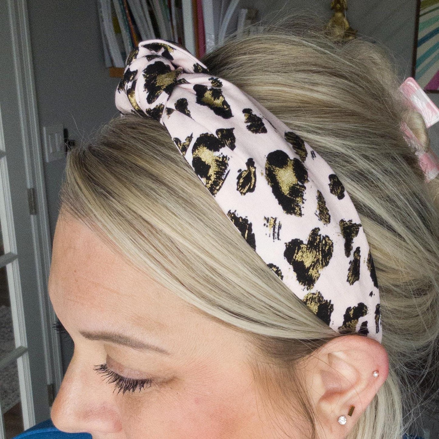 Pink and Gold Leopard Print Headbandded headband
