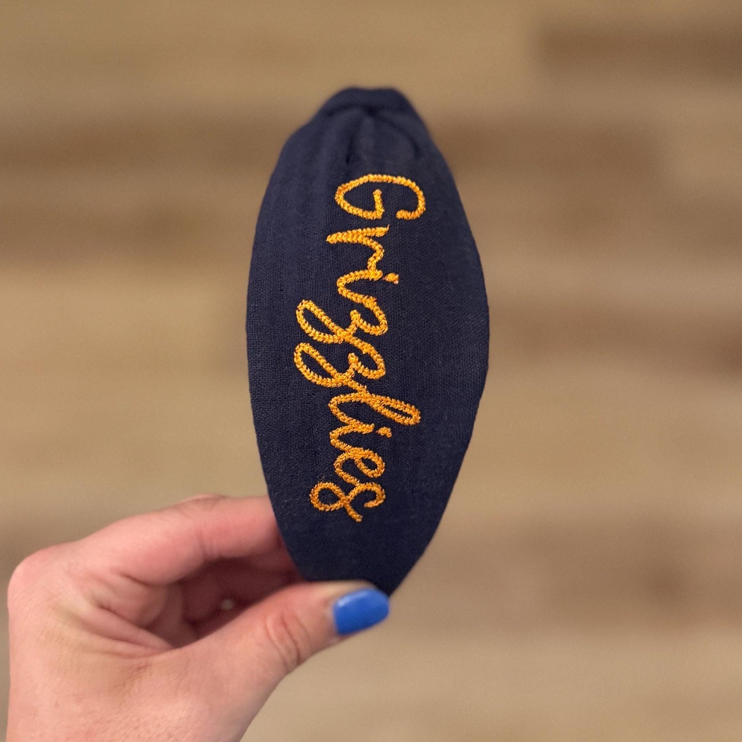 Grizzlies Navy + Orange Topknot Embroidered Headband