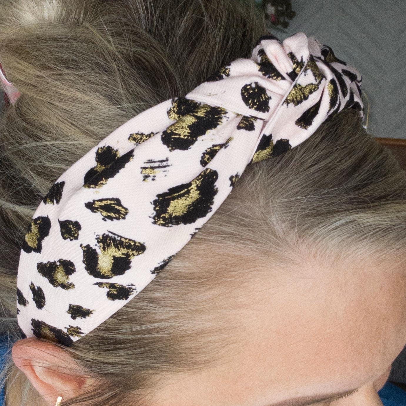 Pink and Gold Leopard Print Headbandded headband