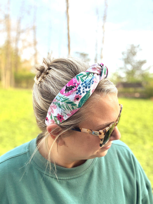 Pink & Teal Floral Headband