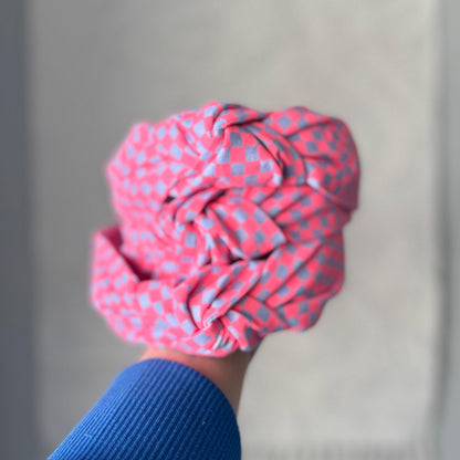 Neon Pink & Purple Checkered Headband