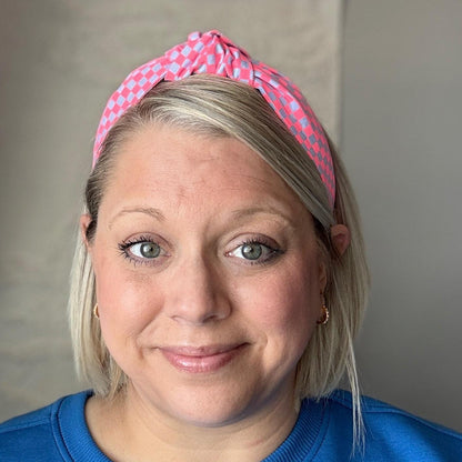 Neon Pink & Purple Checkered Headband