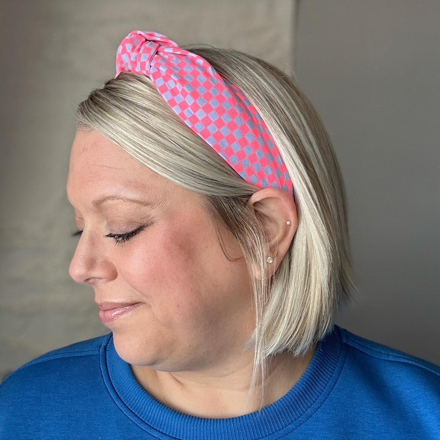 Neon Pink & Purple Checkered Headband
