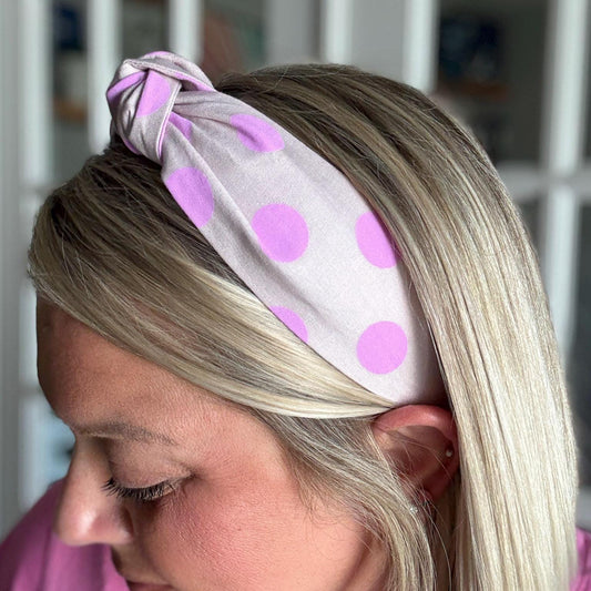 Neon Purple Polka Dot Headband