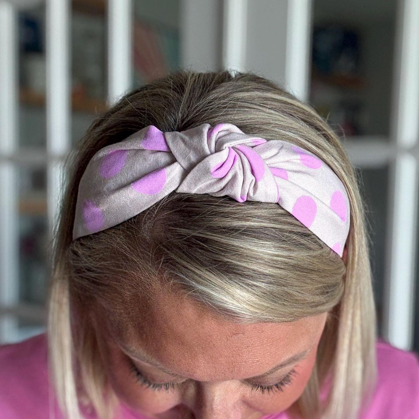 Neon Purple Polka Dot Headband