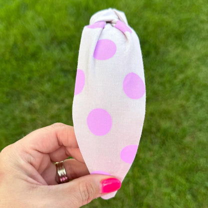 Neon Purple Polka Dot Headband
