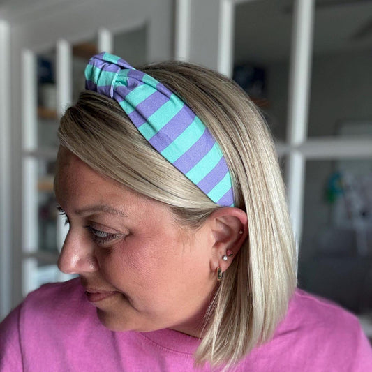 Light Teal and Purple Chunky Stripe Headband