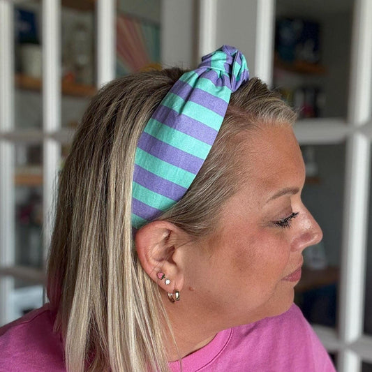 Light Teal and Purple Chunky Stripe Headband