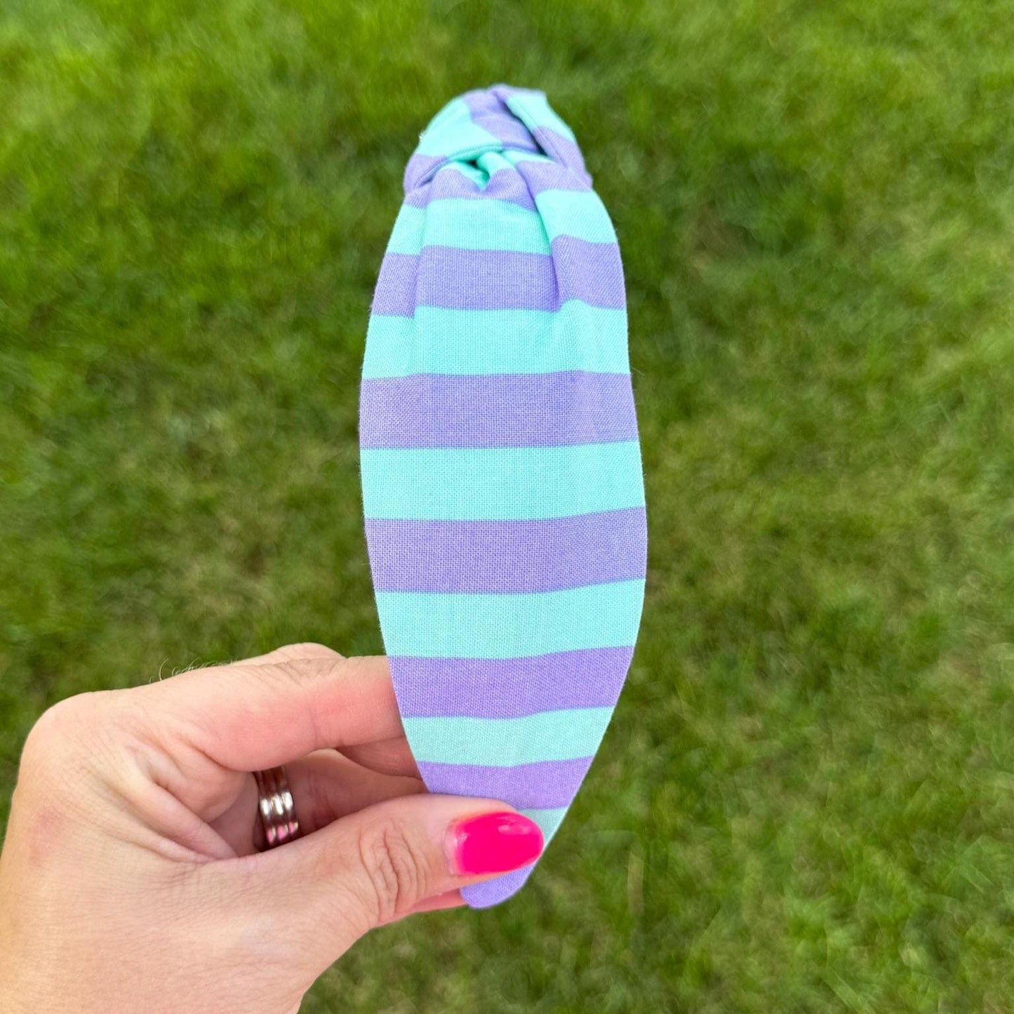 Light Teal and Purple Chunky Stripe Headband