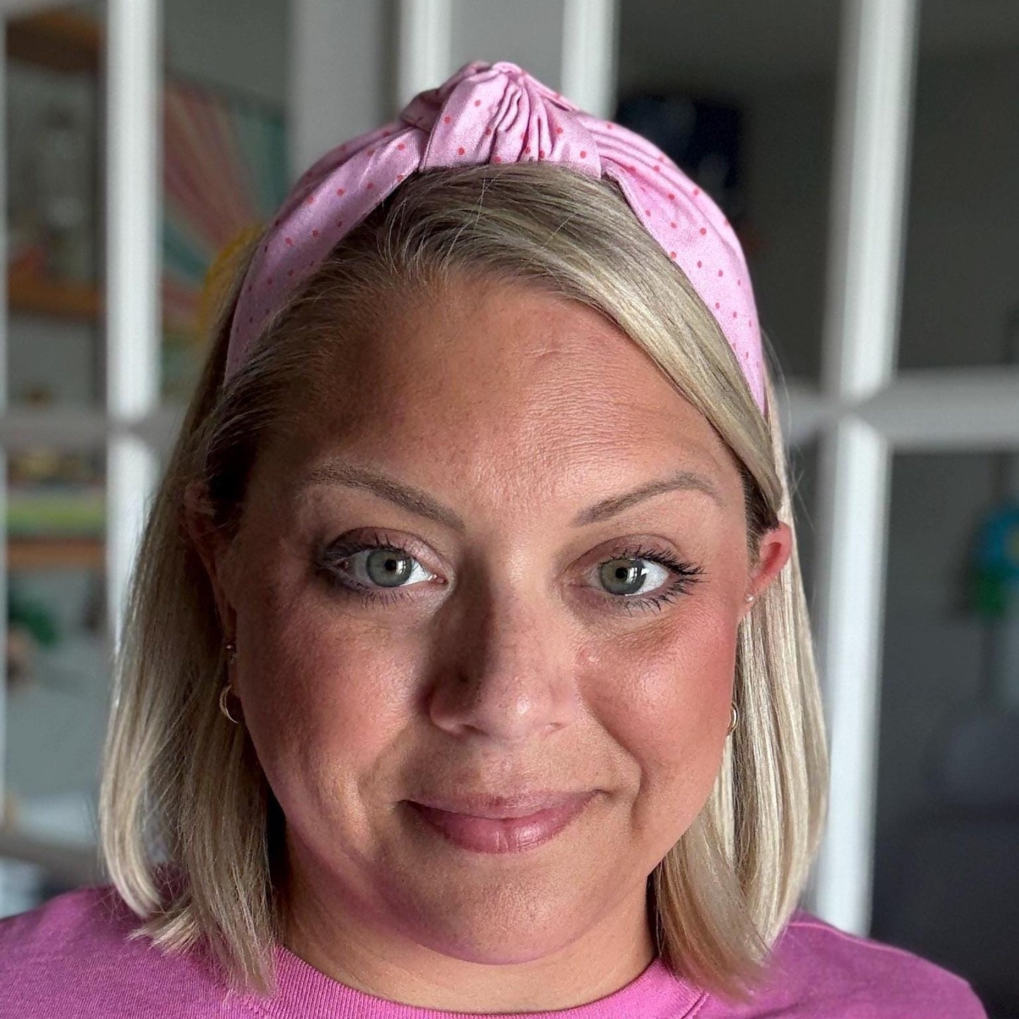 Light Pink & Red Micro Dot Headband
