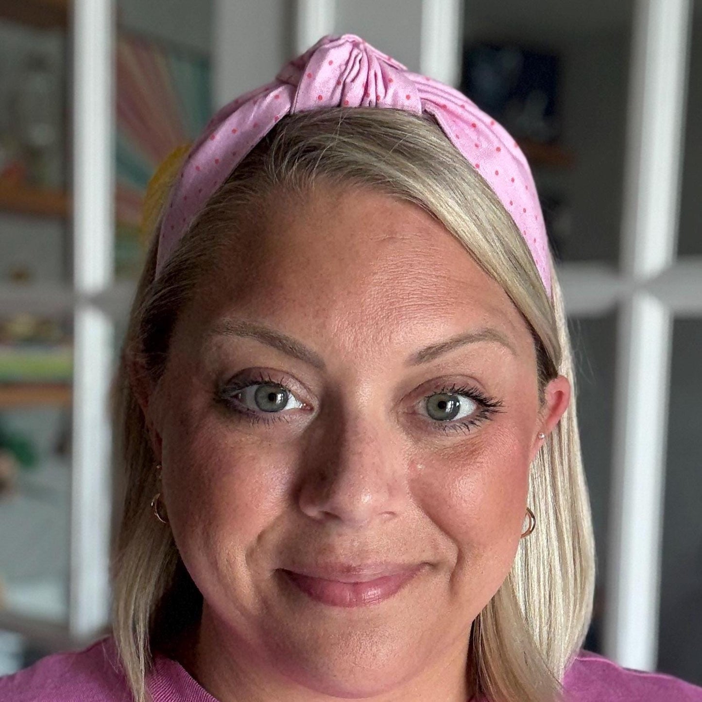 Light Pink & Red Micro Dot Headband