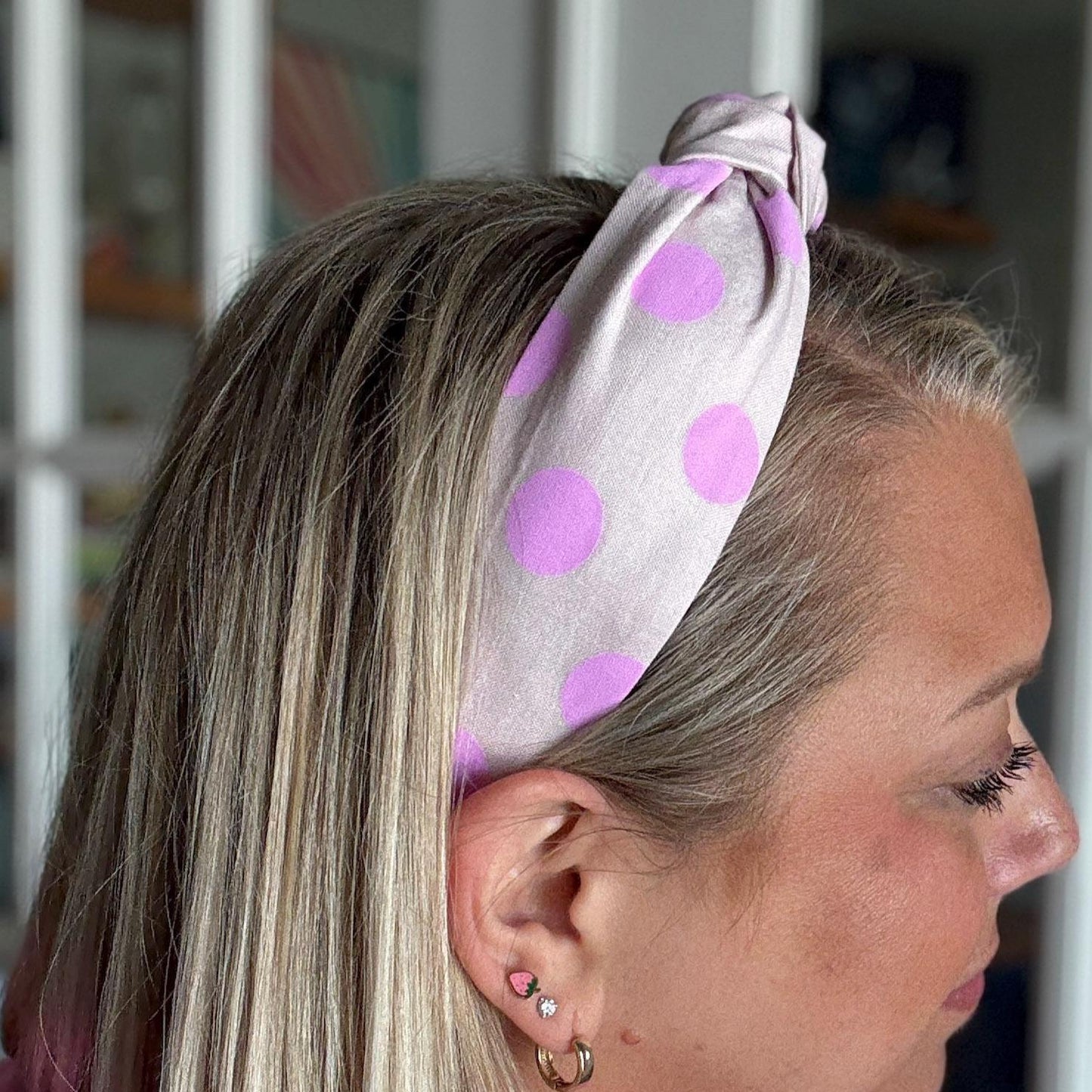 Neon Purple Polka Dot Headband