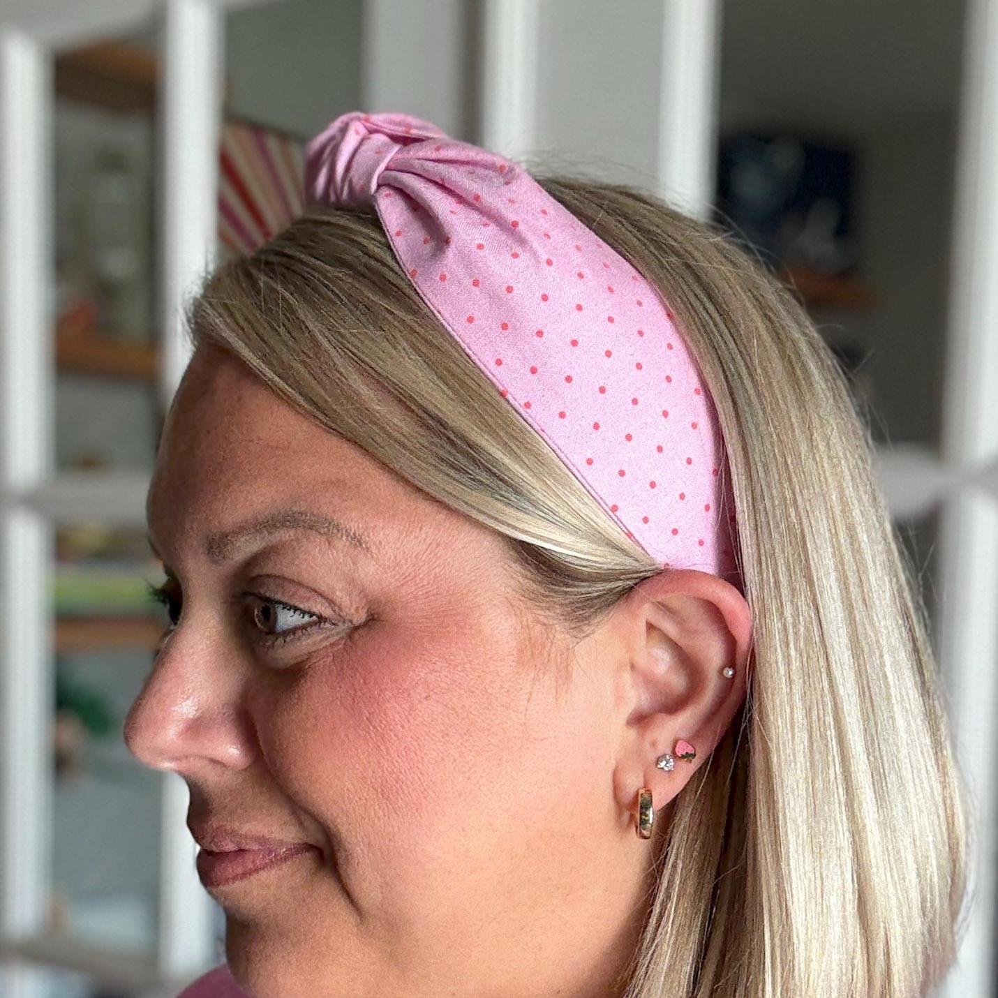 Light Pink & Red Micro Dot Headband