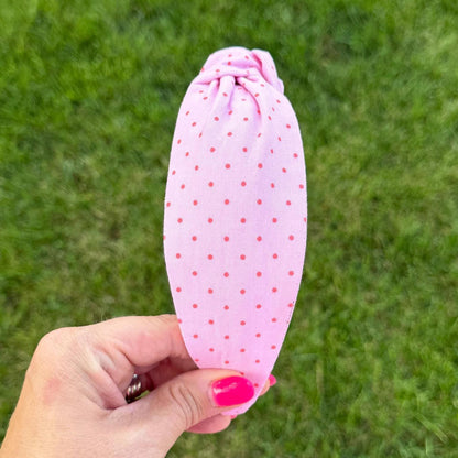 Light Pink & Red Micro Dot Headband